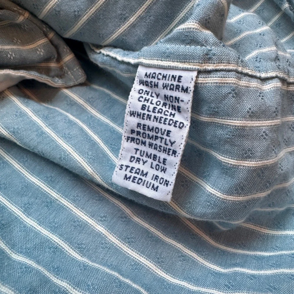 Polo Ralph Lauren Merrin Blue‎ White Striped Dobby Cotton Shirt Mens XL Summer